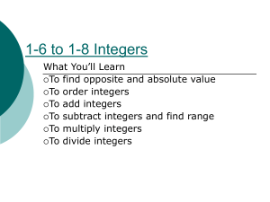 1-6 to 1-8 Integers