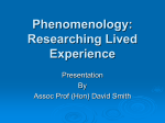 Phenomenology: Researching Lived Experience
