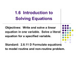 1.6 Introduction to Solving Equations