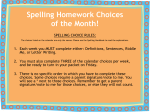 Spelling Homework Choices of the Month!