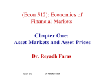 Chapter One: Asset Markets and Asset Prices