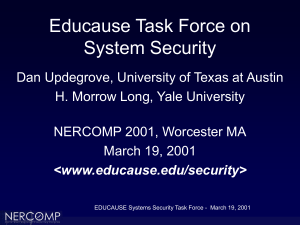 Educause Task Force on Systems Security