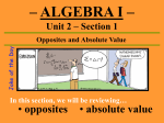 opposites absolute value Opposites OPPOSITE - Algebra 1 -