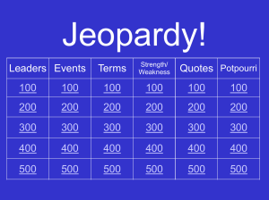 Chapter 7 Jeopardy - Spring Branch ISD