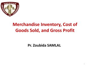 Merchandise Inventory, Cost of Goods Sold, and Gross Profit Pr