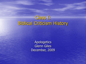 Biblical Criticism - Evidence for Christianity