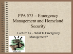 Lecture 1a - What is emergency management?