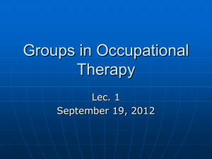 1 Groups in Occupational Therapy