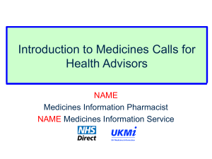 Introduction to Medicines Calls for Health Advisors (v3.1)