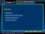 Section 1 Electric Potential Chapter 17 Electrical Potential Energy