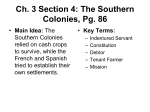 Ch. 3 Section 4: The Southern Colonies, Pg. 86