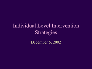 Individual Level Intervention Strategies