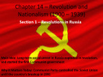 Chapter 14 – Revolution and Nationalism (1900 – 1939)