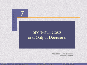 Chapter 7: Short-Run Costs and Output Decisions