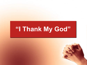 I Thank My God - Ebenezer Bible Fellowship Bethlehem PA