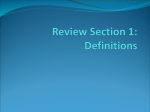 Review Section 1: Definitions