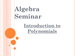 Intro to Polynomials