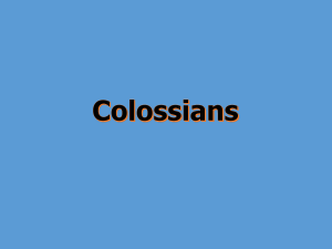 Colossians - Newton Church of Christ
