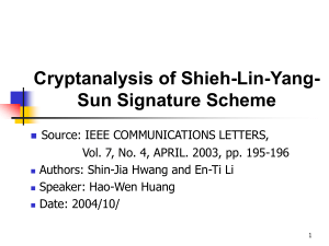 Cryptanalysis of Shieh-Lin-Yang