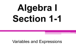 Algebra I Section 1-1 - MrsHonomichlsMathCorner