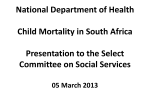 National Department of Health: Child Mortality in South Africa