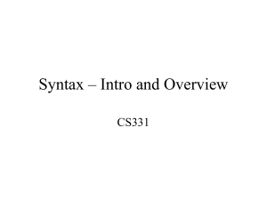 Syntax – Intro and Overview