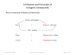 3-6 Names and Formulas of Inorganic Compounds
