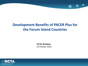 Development Benefits of PACER Plus for the Forum Island