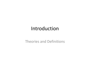 Theories and Definitions Part 1