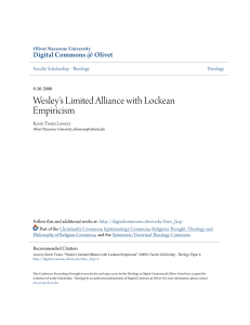 Wesley`s Limited Alliance with Lockean Empiricism