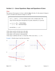 Linear Equations: Slope and Equations of Lines - UH