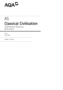 A-level Classical Civilisation Mark scheme Unit 01B