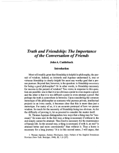 Truth and Friendship: The Importance of the Conversation of Friends