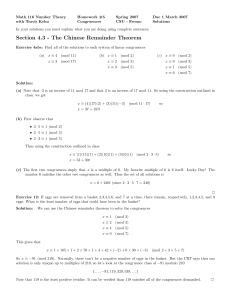 Section 4.3 - The Chinese Remainder Theorem