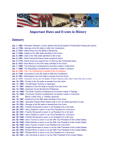 Important Dates and Events in History January