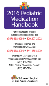 2016 Pediatric Medication Handbook