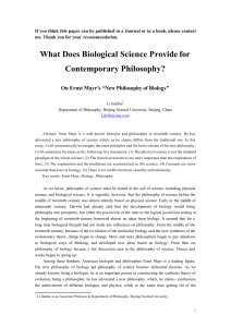 What Does Biological Science Provide for Contemporary Philosophy?