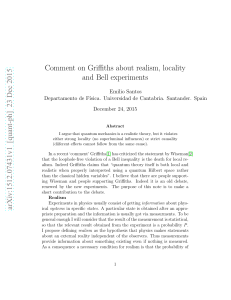 Comment on Griffiths about locality, realism and Bell experiments