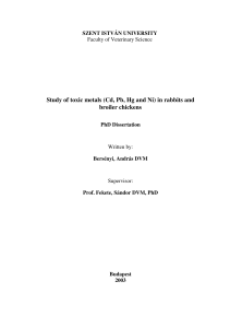 Study of toxic metals (Cd, Pb, Hg and Ni) in rabbits and broiler