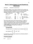 Sect 9.4 - Solving Systems of Linear Equations by