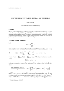 ON THE PRIME NUMBER LEMMA OF SELBERG
