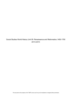 Social Studies World History Unit 05: Renaissance and Reformation