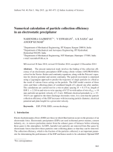 Numerical calculation of particle collection efficiency in an