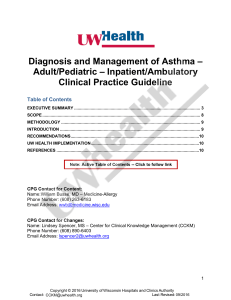 Guideline for the Diagnosis and Management of Asthma in Adult