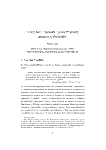 Twenty-One Arguments Against Propensity Analyses of Probability