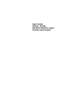 User`s Guide UPS 20 - 40 kVA, 230/400 V 50/60 Hz output (3