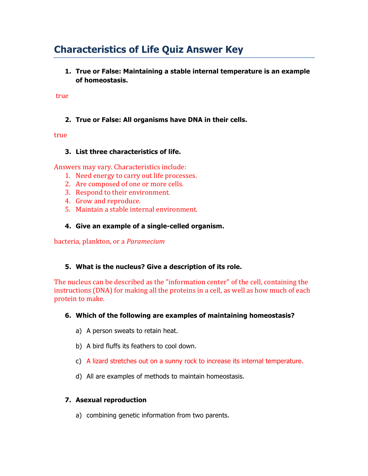 What Are The 22 Characteristics Of Life - slide share Within Characteristics Of Life Worksheet