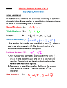 I = Rational Numbers