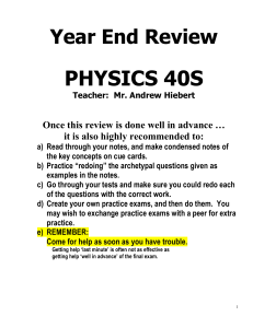 Final Review PHYSICS40Smay 2015