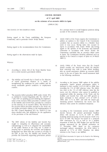 Council Decision of 27 April 2009 on the existence of an excessive
